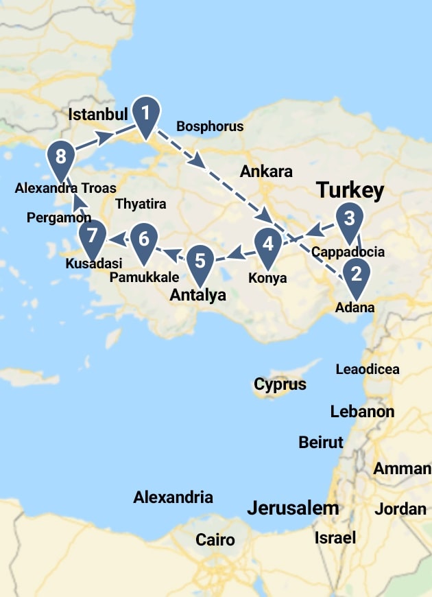 Eight Days Footsteps of Paul Turkey Tour