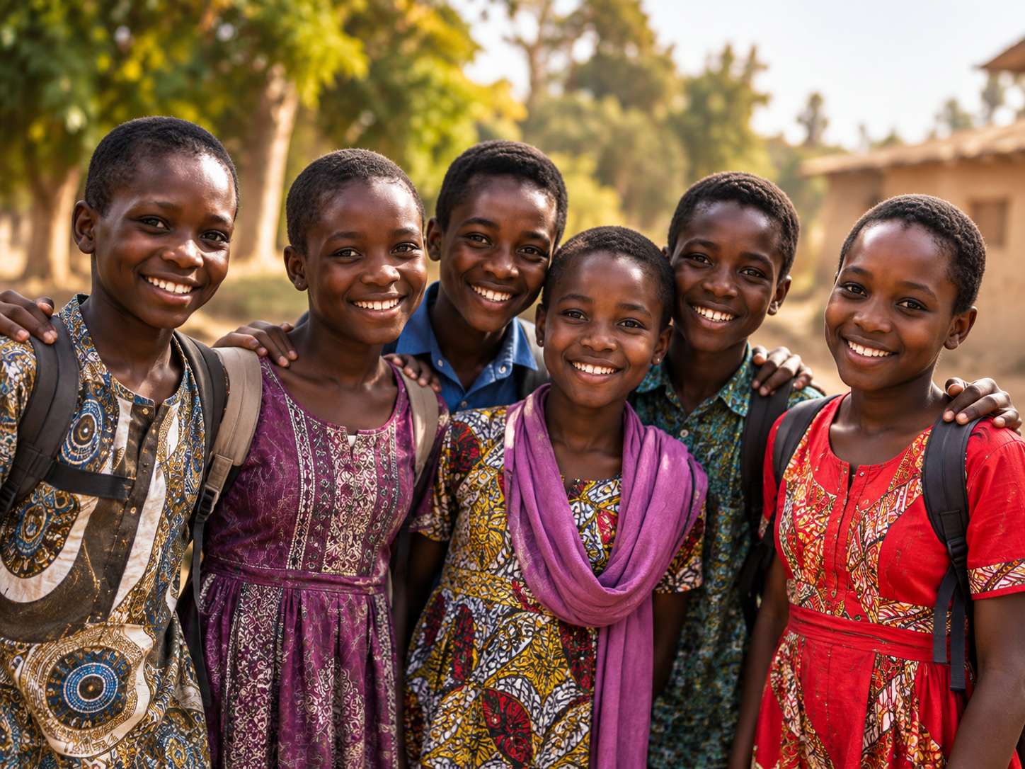 Smiling young people in a community visited by Mission Travel